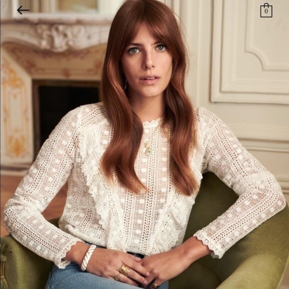 Sézane Madeleine Blouse in Ecru, NWT, size US 10